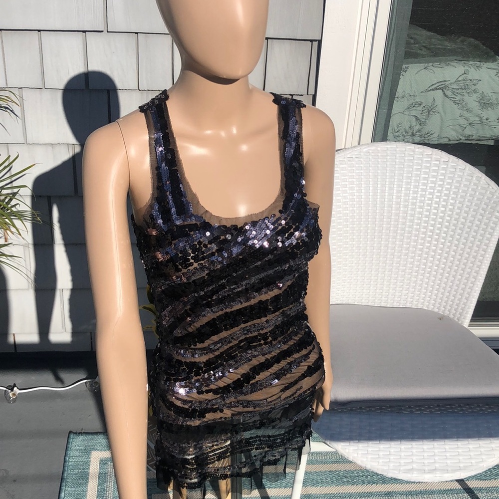 Sequined Mesh Tank